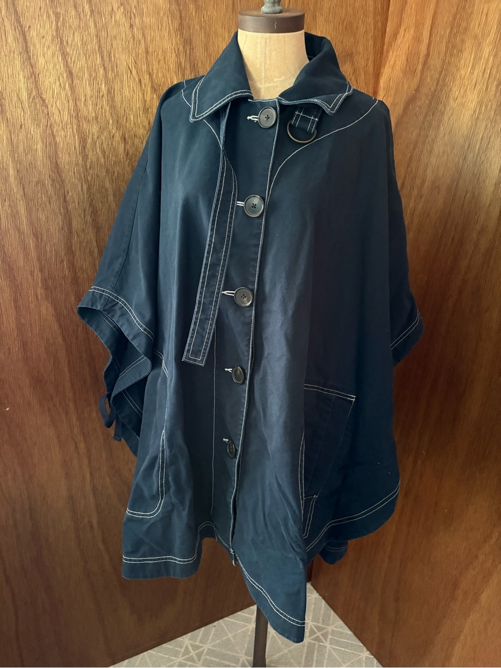 NEW BANANA REPUBLIC sz M/L Denim Blue Over Size Cape Cotton Twill $270